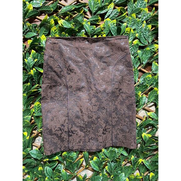 Vintage Bebe Brown Fall Lace Pencil Skirt Size 4 - Picture 4 of 5